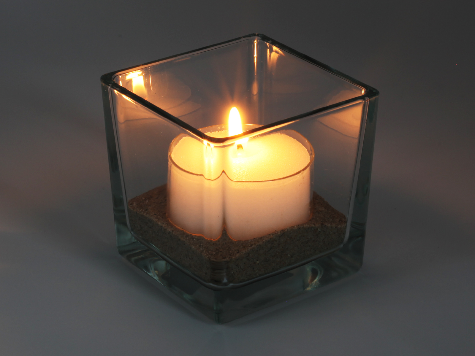 Moderner Glaswürfel Teelicht 8 x 8 x 8cm einzeln & 6er Pack