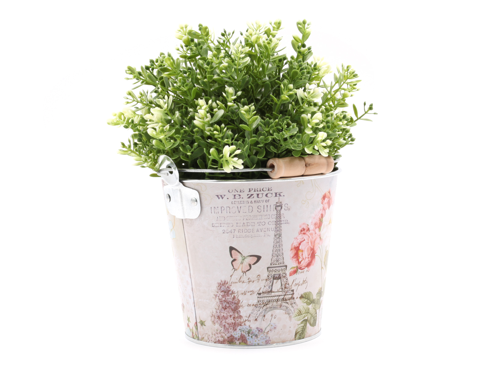 Metalleimer-Paris D=13cm - Deko oder als Blumentopf Höhe 11,5cm (oh.Blumen)