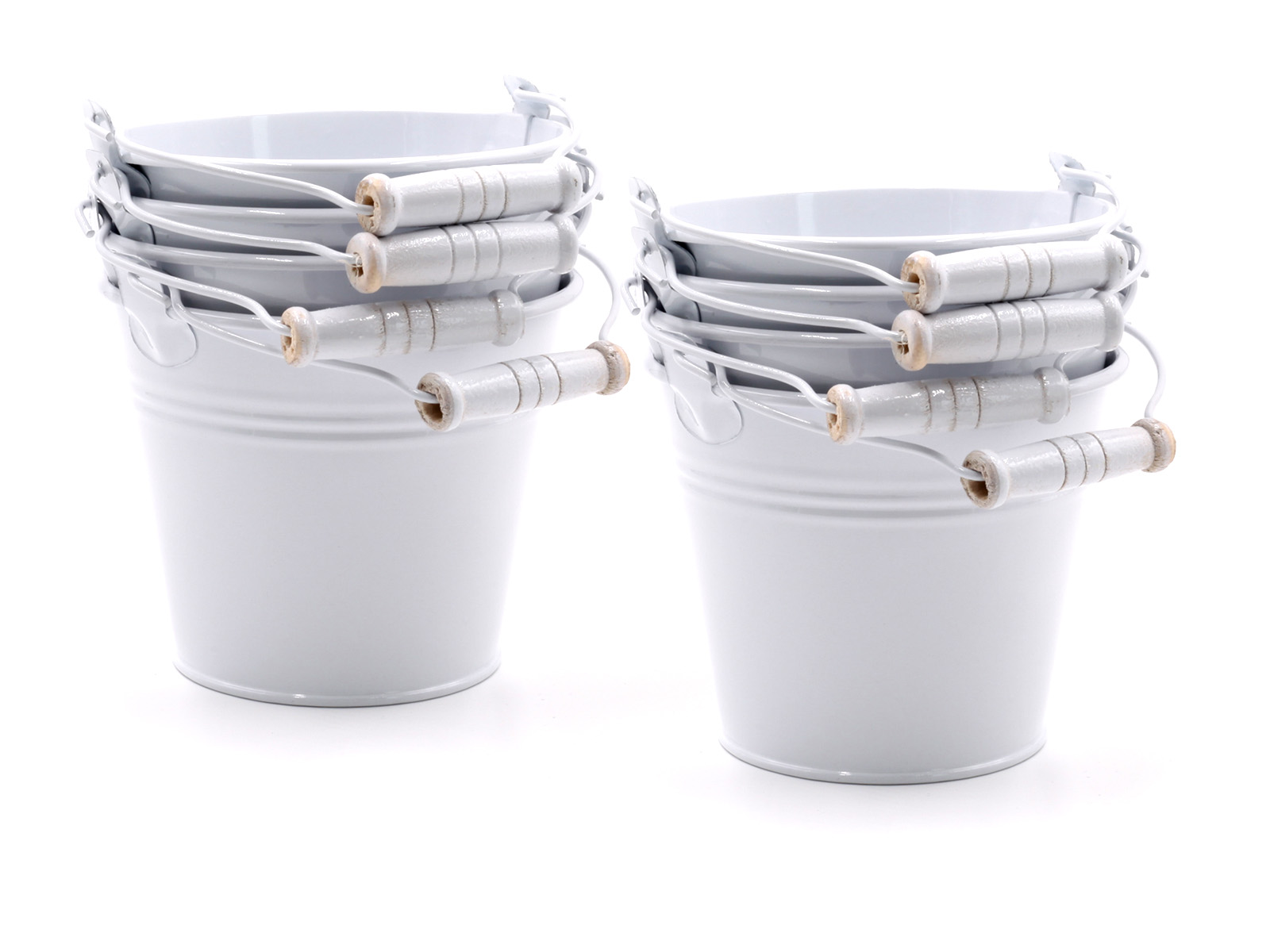 Metalleimer-SET L Weiss D=12cm - Deko oder als Blumentopf Höhe 10cm