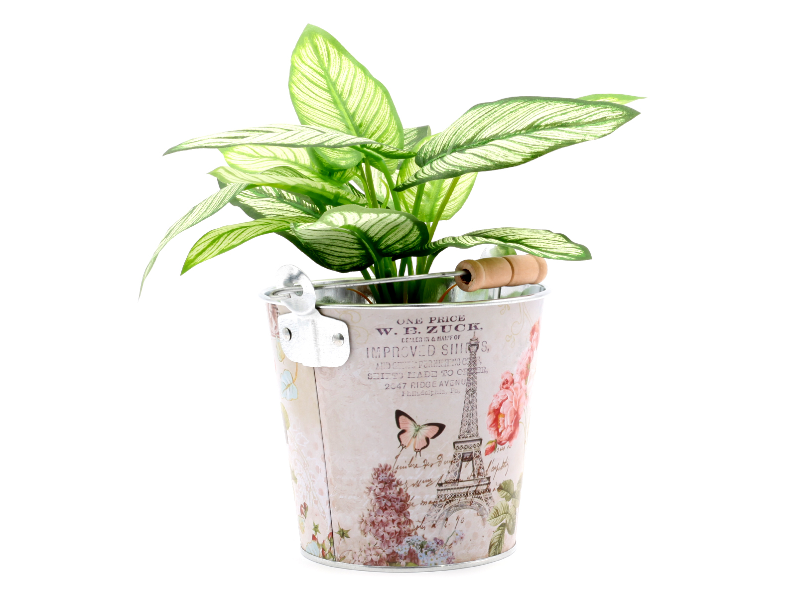 Metalleimer-Paris D=13cm - Deko oder als Blumentopf Höhe 11,5cm (oh.Blumen)