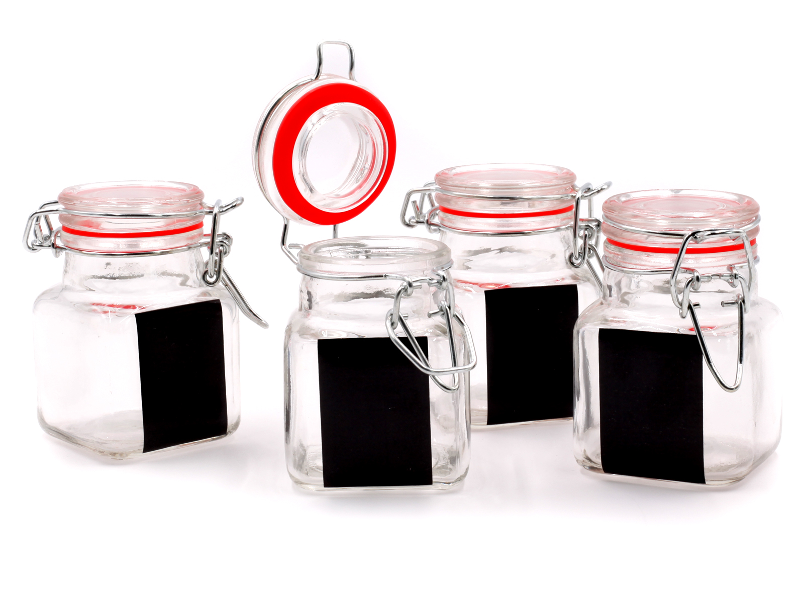 Einmachglas für Küche oder Deko mit Beschriftungsfeld 1er & 4er SET