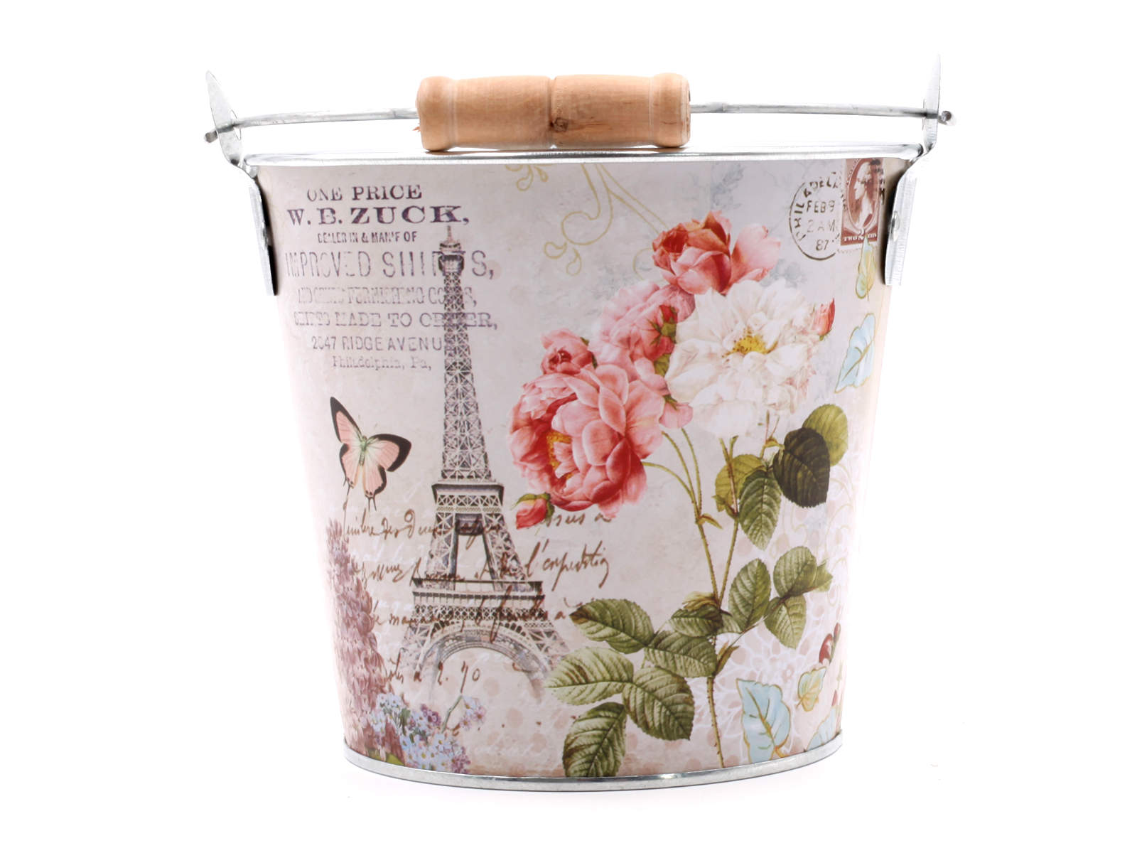 Metalleimer-Paris D=13cm - Deko oder als Blumentopf Höhe 11,5cm (oh.Blumen)