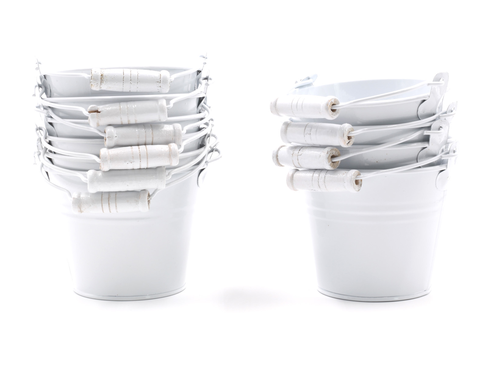 Metalleimer-SET M Weiss D=10cm - Deko oder als Blumentopf Höhe 8cm