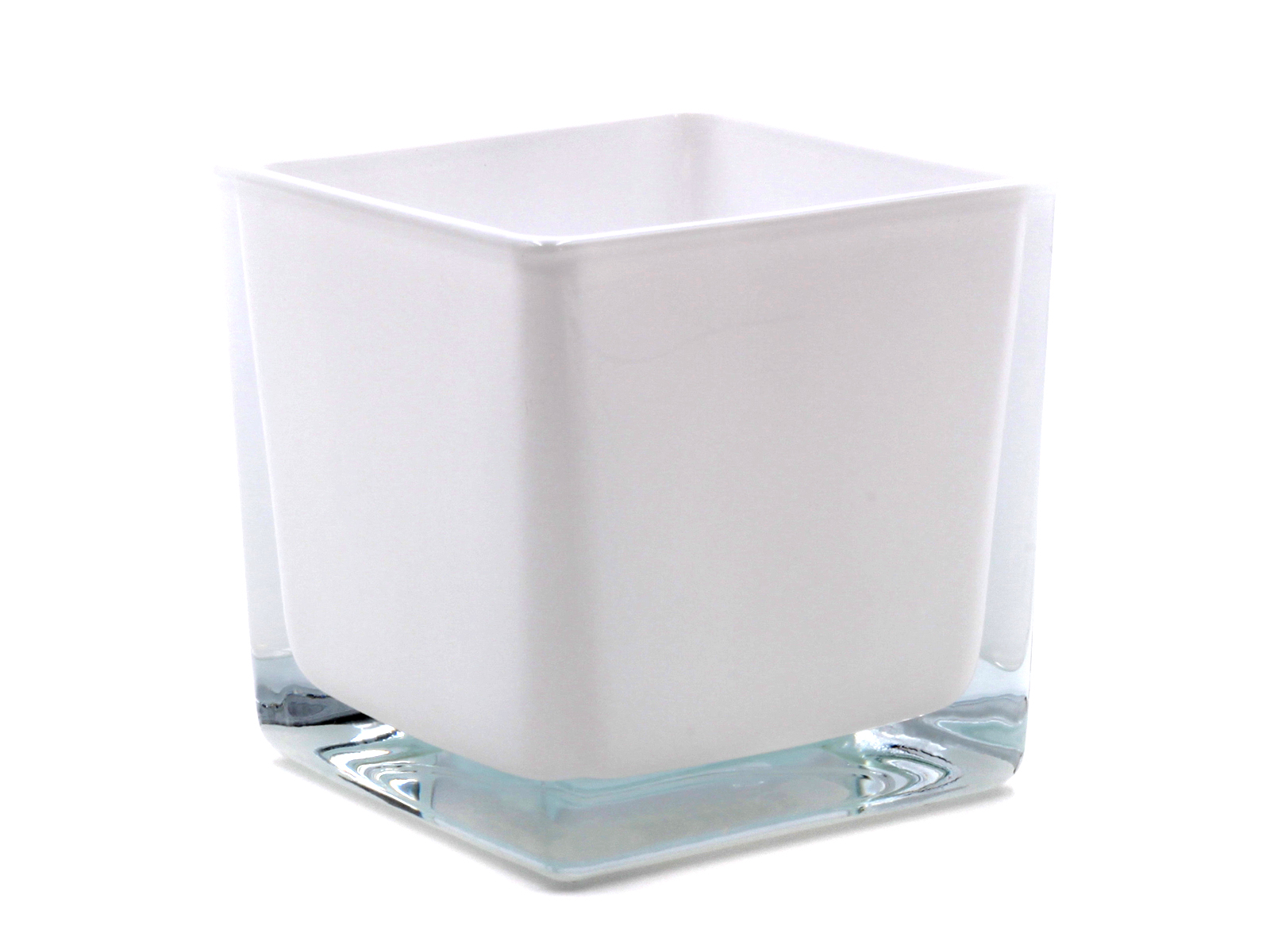 Moderner Glaswürfel Innen weiß Teelicht 6 x 6 x 6cm