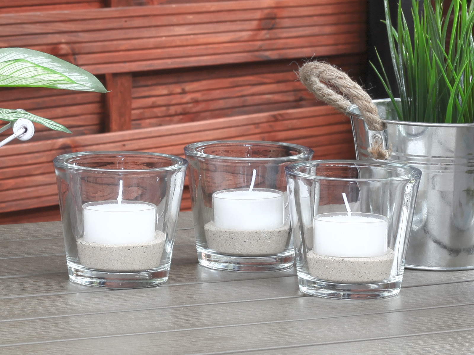 Modernes Windlicht-Glas XXL-Glas D=10cm, H=9cm 1er & 6er Pack